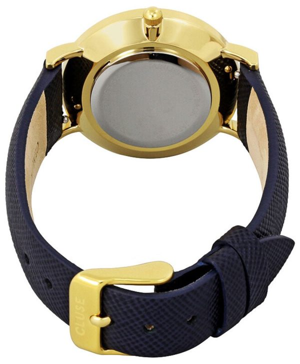 Cluse Minuit Gold Plated Steel Midnight Blue Leather Womens Watch CL30014 Online Sale