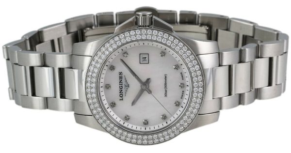 Longines Conquest Steel & Diamond Womens Watch Calendar MOP Dial L3.258.0.87.6 Cheap