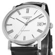 Longines Elegant Automatic Stainless Steel White Dial Black Leather Strap Date Womens Watch L4.809.4.11.2 Fashion