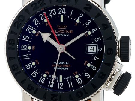 Glycine Airman 18 Sphair Automatic GMT World Timer Steel Mens Strap Watch 3928.191 LB9B Fashion