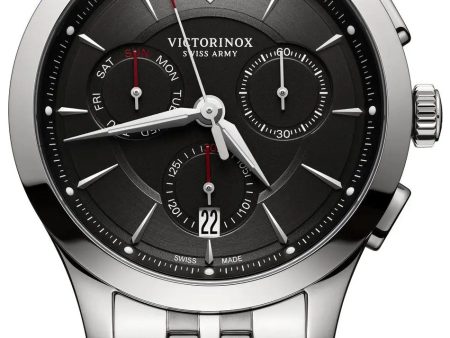 Victorinox Swiss Army Alliance Chronograph Stainless Steel Black Dial Date Mens Watch 241745 Online Sale