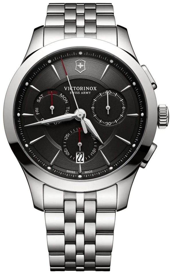 Victorinox Swiss Army Alliance Chronograph Stainless Steel Black Dial Date Mens Watch 241745 Online Sale