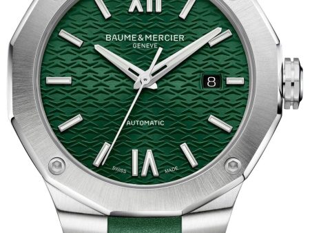 Baume & Mercier Riviera Automatic Stainless Steel Green Dial Green Rubber Strap Date Mens Watch M0A10618 Online