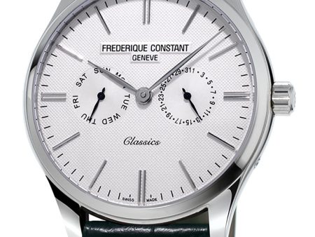 Frederique Constant Classics Silver Dial Black Leather Strap Quartz Mens Watch FC-259ST5B6 For Sale