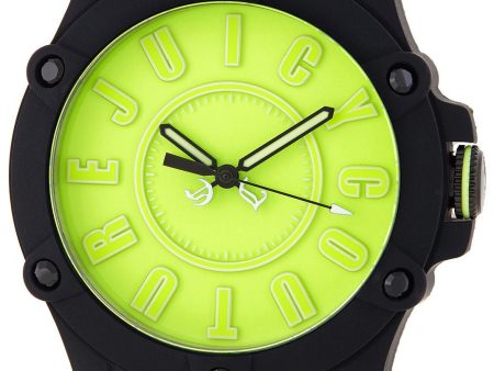 Juicy Couture Surfside Black Rubber Case Analog Quartz Neon Green Dial Women s Watch 1900906 For Cheap