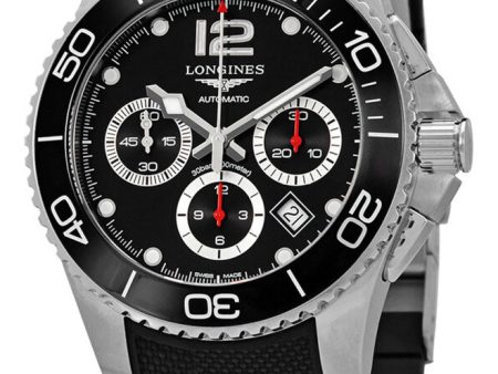 Longines HydroConquest Automatic Chronograph Stainless Steel Black Dial Black Rubber Strap Date Divers Mens Watch L3.883.4.56.9 Online Sale