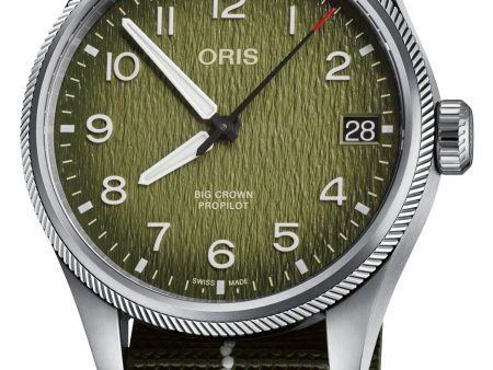 Limited Edition Oris ProPilot Okavango Air Rescue Automatic Green Dial Green Textile Interchangeable Brown Leather Strap Date Mens Watch 751 7761 4187-Set Supply