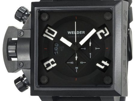 Welder by U-Boat K25 Chronograph Black Ion-Plated Mens Sport Watch Rubber & Leather Strap K25-4302 For Cheap