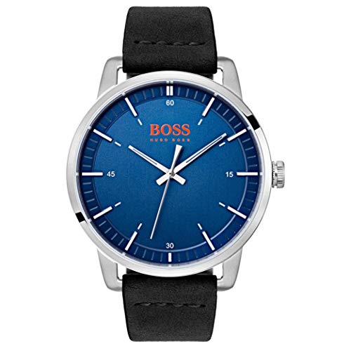 Hugo Boss Orange Stockholm Blue Dial Leather Strap Men s Watch 1550072 Fashion