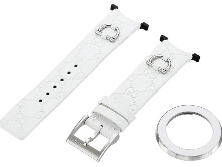 Gucci U-Play Kit 129 Medium White Leather Watch Strap and Matching White Steel Bezel YFA50005 Online now