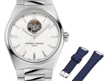 Frederique Constant Highlife Heartbeat Automatic Stainless Steel Silver Dial Interchangeable Blue Rubber Strap Mens Watch FC-310S4NH6B Online now