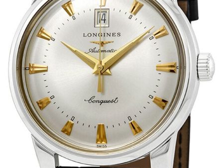 Longines Conquest Heritage Automatic Stainless Steel Silver Dial Black Leather Strap Date Mens Watch L1.645.4.75.4 Online