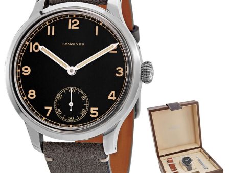 Longines Heritage Military 1938 Limited Edition Mechanical Hand-Wind Stainless Steel Black Dial Gray Brown Interchangeable Leather Strap Mens Watch L2.826.4.53.2 Online Hot Sale