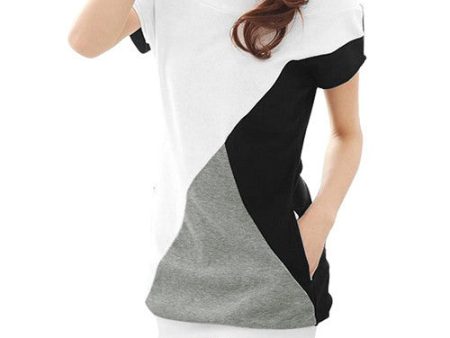 Allegra K Women Boat Neck Short Sleeve Color Block Tee Shirts Online now