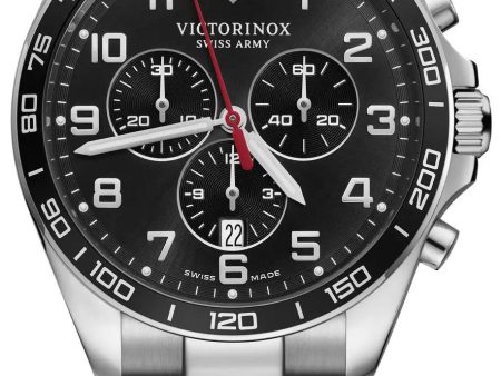 Victorinox Swiss Army FieldForce Classic Chronograph Stainless Steel Black Dial Date Mens Watch 241899 Online now