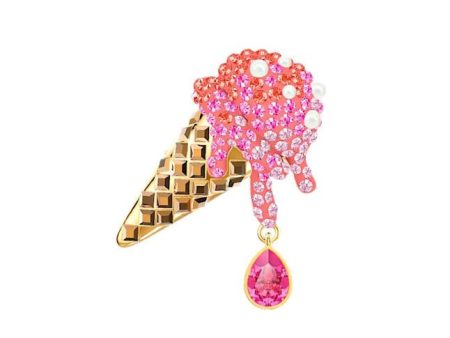 Swarovski No Regrets Brooch 3 Piece Set Cocktail Ice Cream Banana Gold-tone Plated 5468254 Hot on Sale