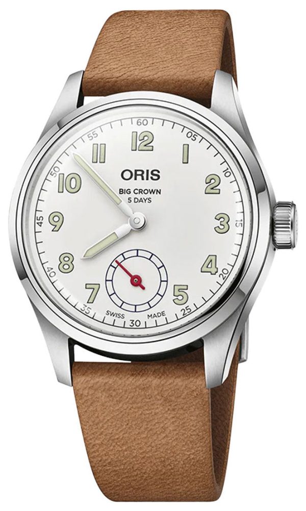 Limited Edition Oris Big Crown Wings Of Hope Automatic Stainless Steel White Dial Beige Leather Strap Mens Watch 401 7781 4081-Set Discount