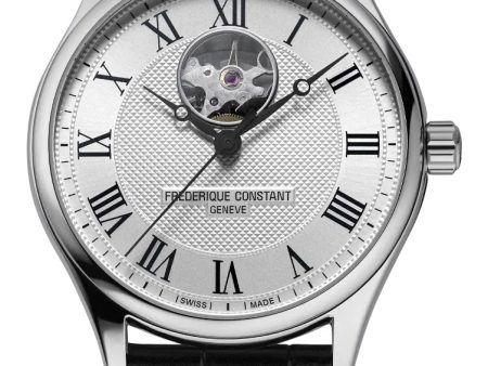 Frederique Constant Classics Heart Beat Automatic Stainless Steel Silver Dial Black Leather Strap Mens Watch FC-310MC5B6 Online now