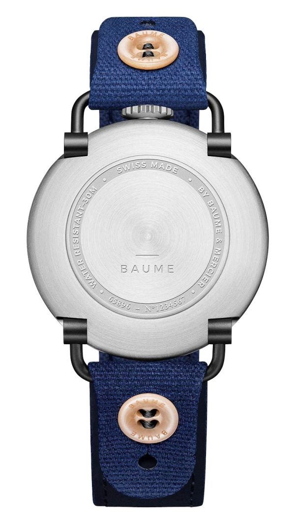 Baume & Mercier Baume Stainless Steel Blue Dial Blue Cotton Strap Moonphase Quartz Mens Watch M0A10637 For Cheap