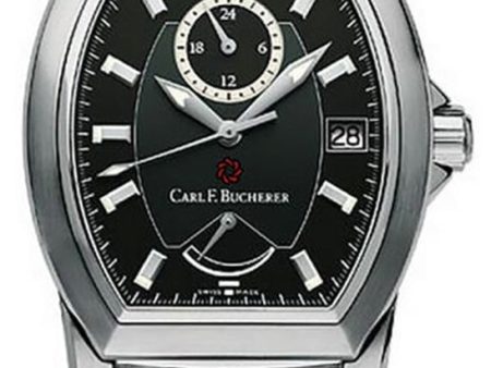 Carl F. Bucherer Patravi T-24 Automatic GMT Stainless Steel Black Dial Black Leather Strap Date Power Reserve Mens Watch 00.10612.08.33.01 For Sale