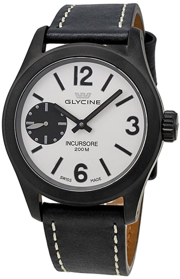 Glycine Incursore Manual Wind Black PVD Steel Mens Strap Swiss Watch 3873.91 LB9B on Sale