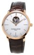 Frederique Constant Slimline Heart Beat Automatic Silver Dial Brown Leather Strap Mens Watch FC-312V4S4 For Cheap