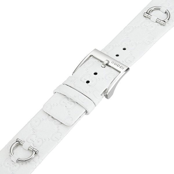 Gucci U-Play Kit 129 Medium White Leather Watch Strap and Matching White Steel Bezel YFA50005 Online now