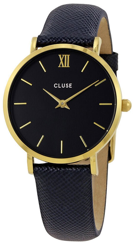 Cluse Minuit Gold Plated Steel Midnight Blue Leather Womens Watch CL30014 Online Sale