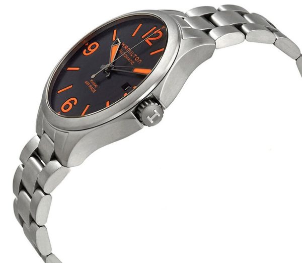 Hamilton Khaki Aviation Air Race Automatic Stainless Steel Black and Orange Dial Date Men’s Watch H76535131 For Discount