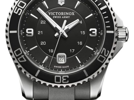 Victorinox Swiss Army Maverick Stainless Steel Black Dial Black Rubber Strap Date Quartz Mens Watch 241698 For Cheap