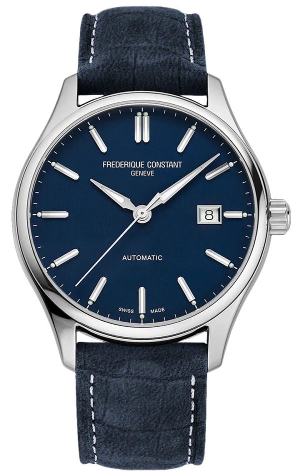 Frederique Constant Classics Index Automatic Stainless Steel Blue Dial Blue Leather Strap Date Mens Watch FC-303NN5B6 Online Sale