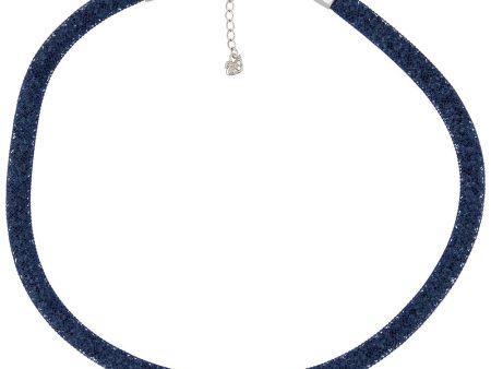 Swarovski Stardust Dark Blue Nylon Fishnet Tube Crystal Necklace for Women 5127503 For Cheap