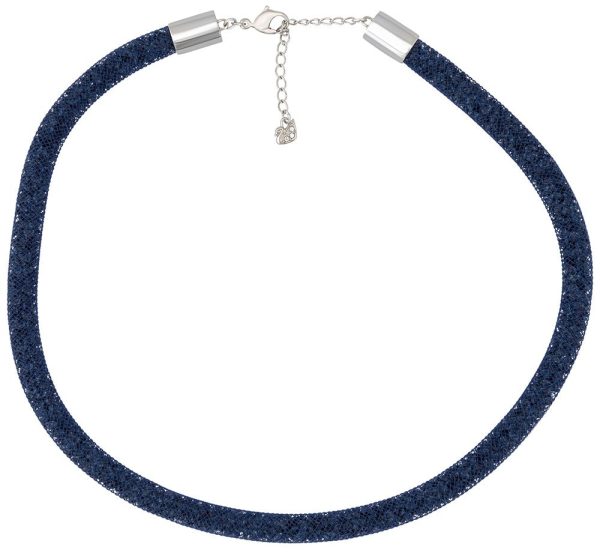 Swarovski Stardust Dark Blue Nylon Fishnet Tube Crystal Necklace for Women 5127503 For Cheap