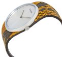 Calvin Klein Spellbound Yellow and Black Leather Silver Dial Quartz Womens Watch K2E23626 Online Hot Sale