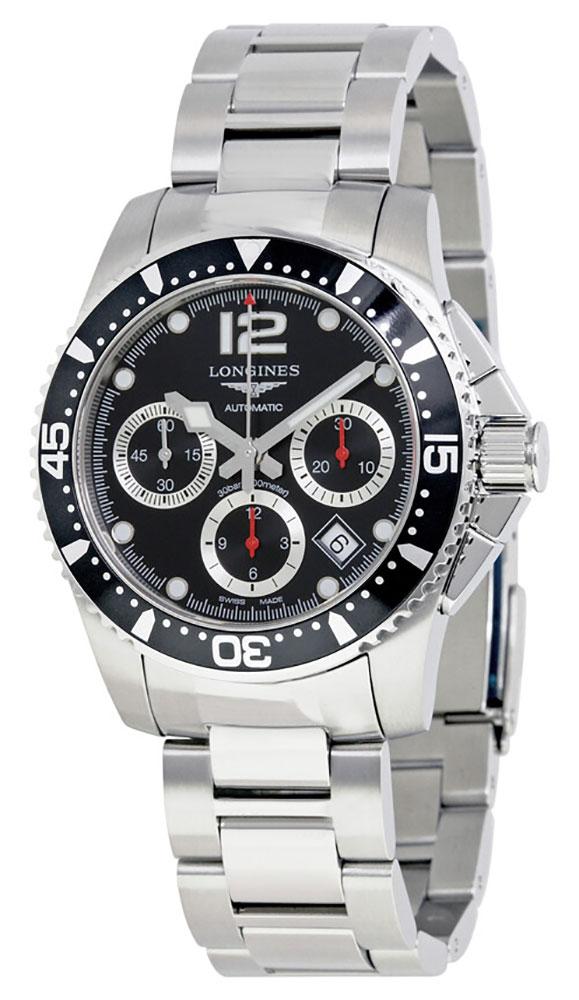 Longines HydroConquest Automatic Chronograph Stainless Steel Black Dial Date Divers Mens Watch L3.744.4.56.6 Online Sale