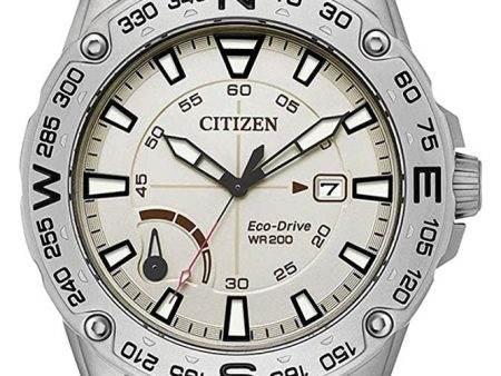 Citizen Matte Stainless Steel Cream Dial Tan Leather Strap Quartz Eco-Drive Date Mens Watch AW7040-02A Fashion