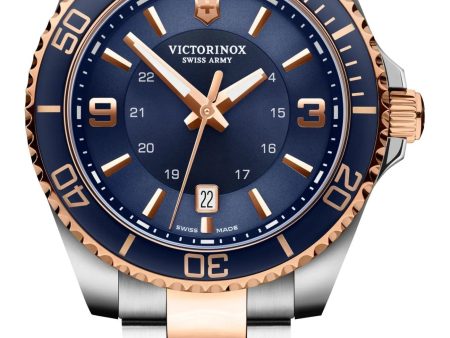 Victorinox Swiss Army Maverick Large Two-Tone Stainless Steel Blue Dial Date Quartz Mens Watch 241950 Online Hot Sale