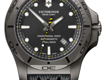 Victorinox Swiss Army I.N.O.X. Professional Diver Gray Titanium Black Dial Black Textile Interchangeable Black Rubber Strap Date Quartz Mens Watch 241812.2 Cheap