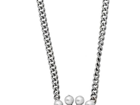 Swarovski Calista Palladium Plated Steel 5118133 Crystal & Pearl Long Adjustable Pendant Necklace for Women Sale