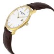 Frederique Constant Slimline Yellow Gold Plated Silver Dial Brown Leather Strap Date Quartz Mens Watch FC-220V5S5 Online Hot Sale