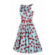 Luouse Vintage Cherry Rockabilly Bombshell Halter Pinup Swing Women s Dress Discount