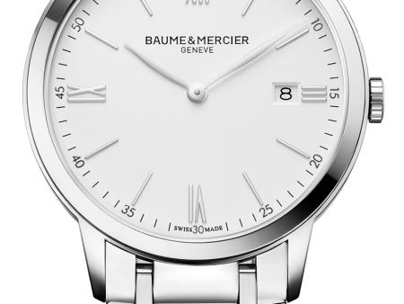 Baume & Mercier Classima Stainless Steel White Dial Date Quartz Mens Watch MOA10354 Cheap