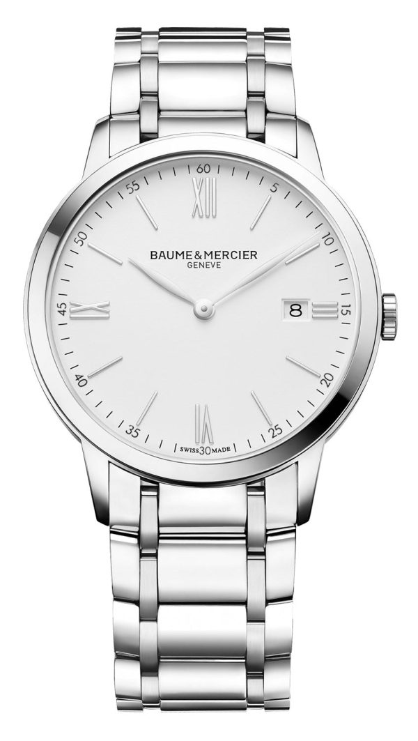 Baume & Mercier Classima Stainless Steel White Dial Date Quartz Mens Watch MOA10354 Cheap