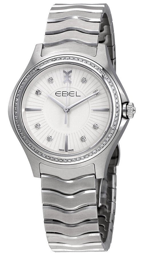 Ebel Wave Stainless Steel Silver Dial Diamonds Quartz Womens Watch 1216308 Sale