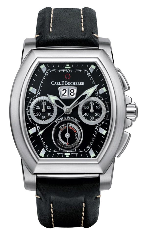 Carl F. Bucherer Patravi T-Graph Automatic Chronograph Stainless Steel Black Dial Black Leather Strap Date Power Reserve Mens Watch 00.10615.08.33.01 Online now