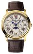 Frederique Constant Classics Business Timer Yellow Gold Plated Steel Ivory Dial Brown Leather Strap Moonphase Day Date Month Week Quartz Mens Watch FC-270EM4P5 Fashion