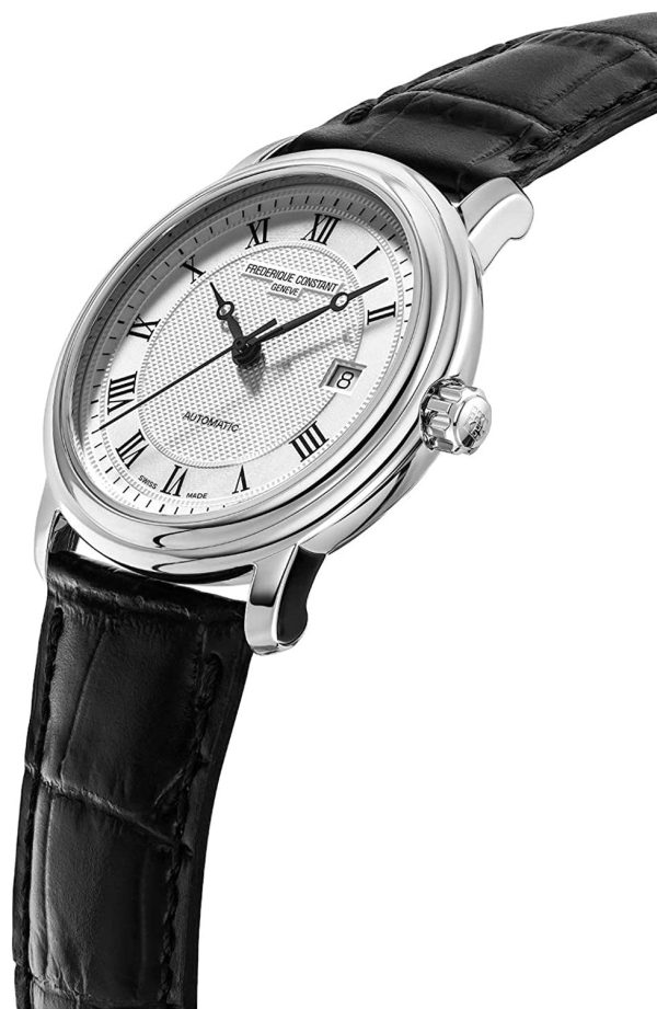 Frederique Constant Classics Automatic Stainless Steel Silver-Tone Dial Black Leather Strap Date Mens Watch FC-303MC4P6 For Cheap