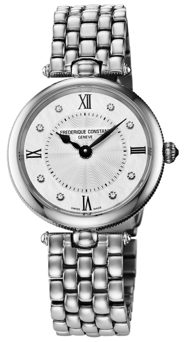 Frederique Constant Classics Art Deco Stainless Steel Mother-of-Pearl Dial Diamonds Quartz Womens Watch FC-200MPWD2AR6B Online Sale