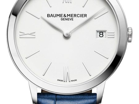 Baume & Mercier Classima White Dial Blue Leather Strap Date Quartz Womens Watch M0A10355 Online Hot Sale