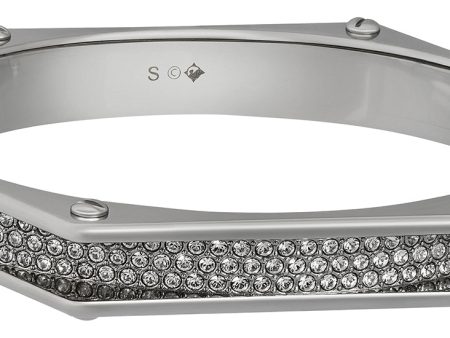 Swarovski Bolt Stainless Steel 5098835 Hinge Clear Crystal Bangle for Women Size Small Discount